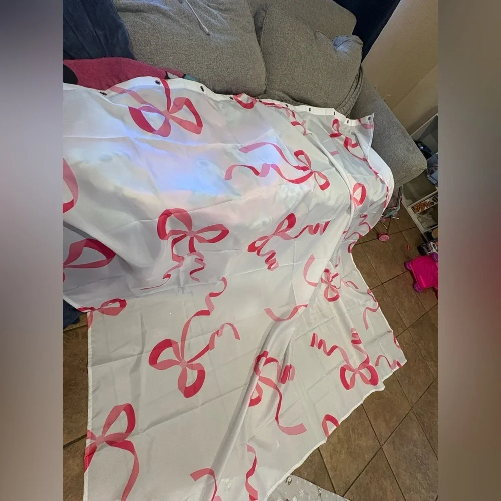 Pink Bow Shower Curtain - Picture 2 of 6